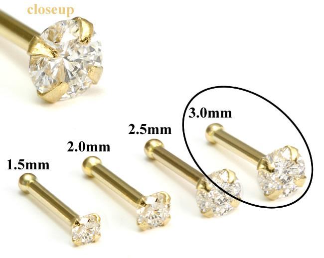 Tilum 20g 3mm Real (SI) Diamond Yellow Gold Nose Bone