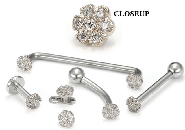 .925 Sterling Silver Internally 1.2mm(14g) Threaded Flower - Price Per 1