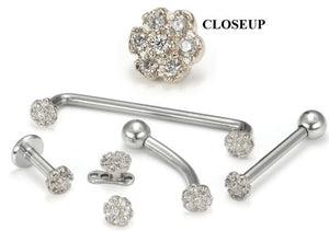 .925 Sterling Silver Internally 1.2mm(14g) Threaded Flower - Price Per 1 - Painful Pleasures