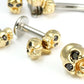 Tilum 14kt Yellow Gold Internally 1.2mm(14g) Threaded 8mm SKULL with BLACK Gem Eyes - Price Per 1