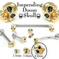 Tilum 14kt Yellow Gold Internally 1.2mm(14g) Threaded 8mm SKULL with BLACK Gem Eyes - Price Per 1