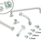 Tilum 14g-12g Internally Threaded White Gold Light Blue Jewel Top - Price Per 1