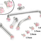 Tilum 14g-12g Internally Threaded White Gold Pink Jewel Top - Price Per 1