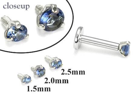 Tilum 18g-16g Internally Threaded White Gold Dark Blue Jewel Top - Price Per 1