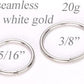 Tilum 20g White Gold Seamless Ring - Pick Diameter - Price Per 1