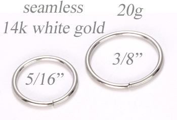 Tilum 20g White Gold Seamless Ring - Pick Diameter - Price Per 1