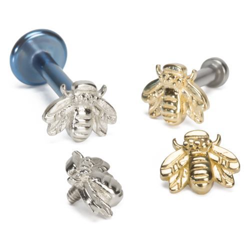 Internally Threaded 14kt White Gold Bumble Bee Top