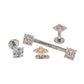 Tilum 14g-12g Internally Threaded 14kt White Gold Effloresce Crystal and Blue Jeweled Top - Price Per 1