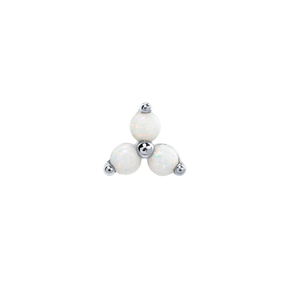 Tilum 14kt White Gold Trinity Opal Threadless Top — Price Per 1