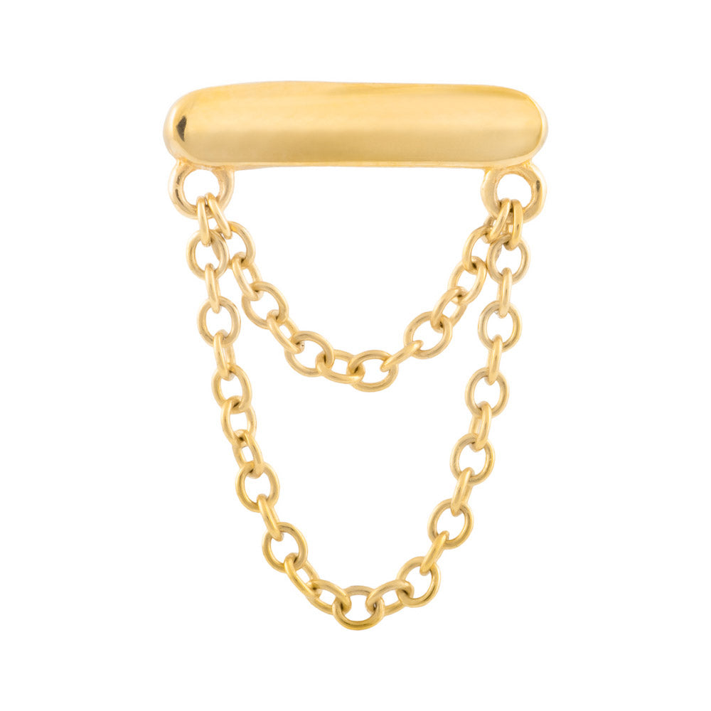 Tilum 14kt Yellow Gold Minimalist Bar with Chain Threadless Top - Price Per 1