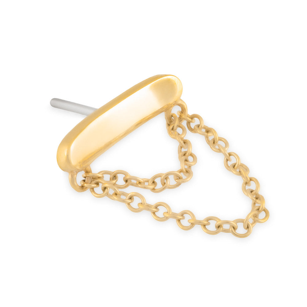 Tilum 14kt Yellow Gold Minimalist Bar with Chain Threadless Top - Price Per 1