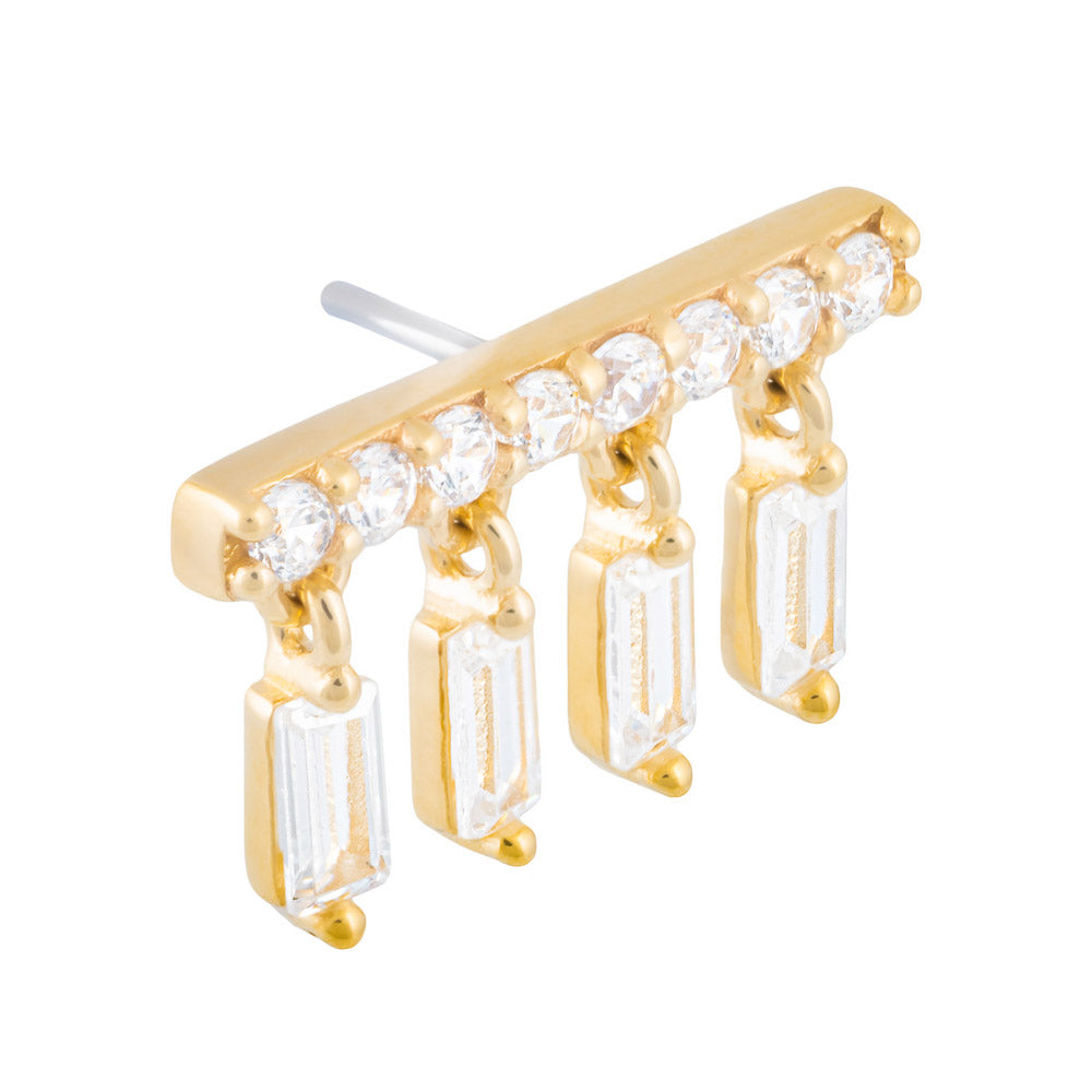 Tilum 14kt Yellow Gold Jeweled Doric Columns Threadless Top — Price Per 1