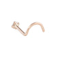 20g 2.5mm Real (SI) Diamond Yellow Gold Nose Screw — Left Bend - Front View