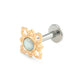 Yellow Gold White Opal Cruciform Flower Top with Labret Post