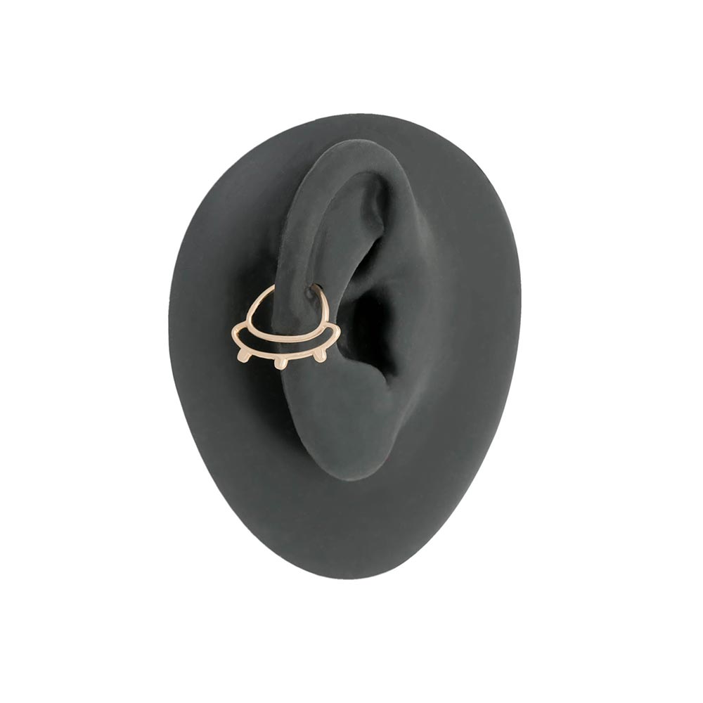 18g Yellow Gold UFO Spaceship Bendable Cartilage Ring with Bendable Opening
