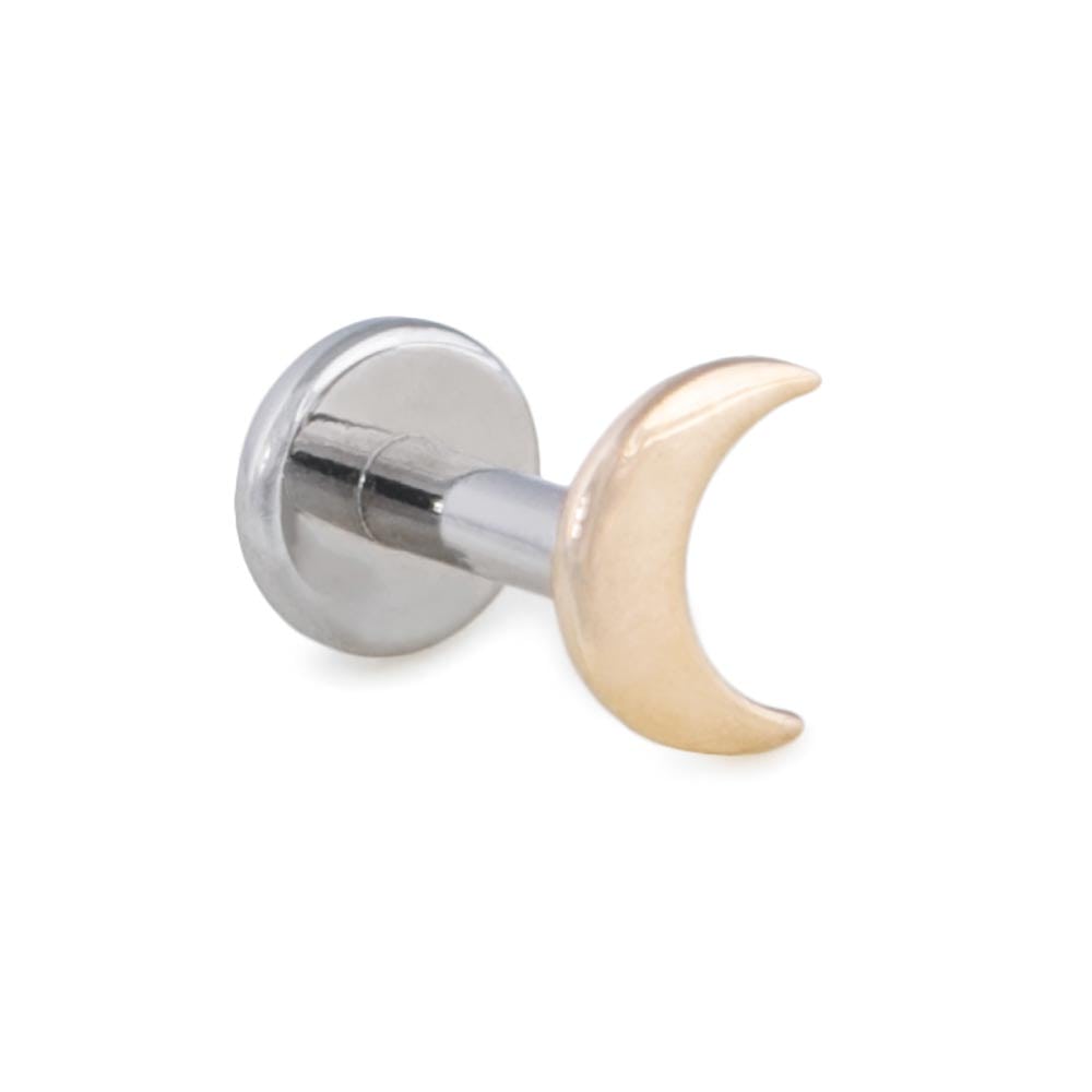 14g–12g Internally Threaded Crescent Moon 14kt Yellow Gold Top — Price Per 1 (Threading)