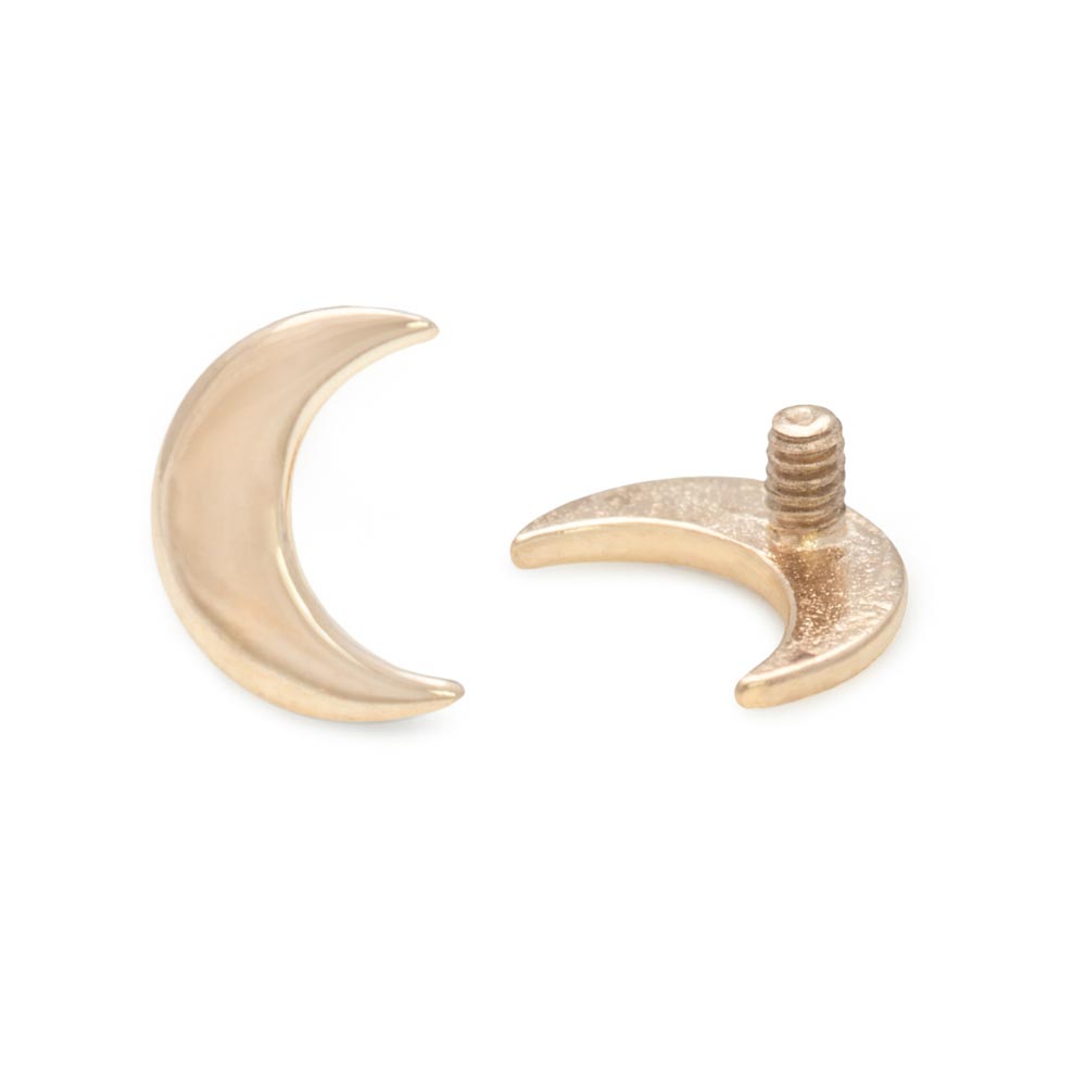 Tilum 14g-12g Internally Threaded Crescent Moon 14kt Yellow Gold Top - Price Per 1