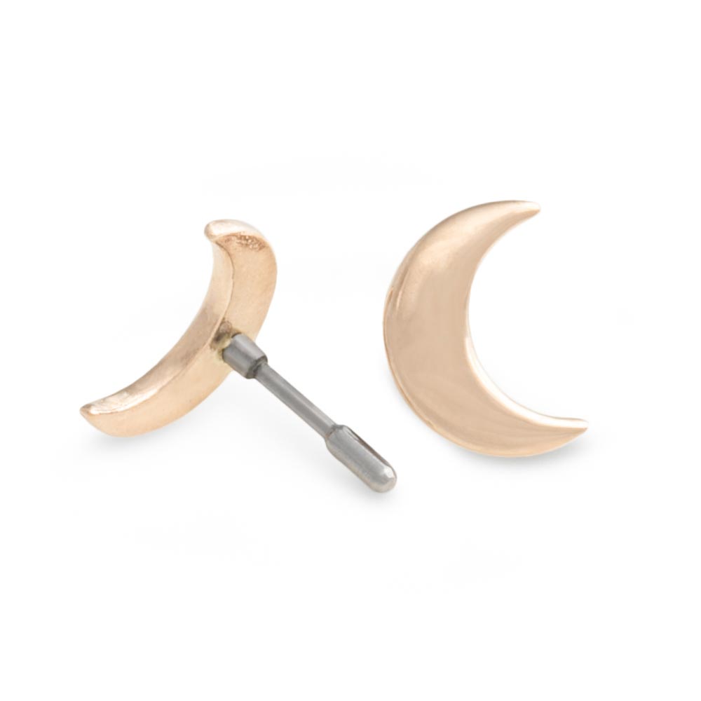 18g, 16g, or 14g Crescent Moon 14kt Yellow Gold Push Pop Top — Price Per 1