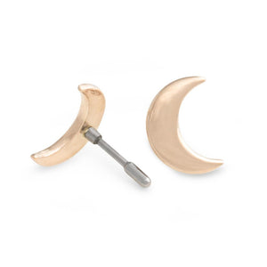 18g, 16g, or 14g Crescent Moon 14kt Yellow Gold Push Pop Top — Price Per 1 - Painful Pleasures
