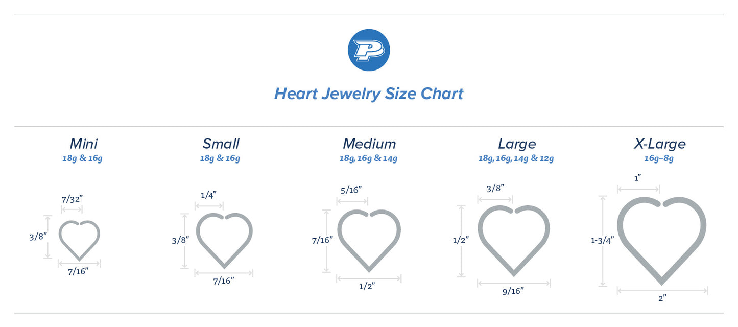 Heart Jewelry Size Chart