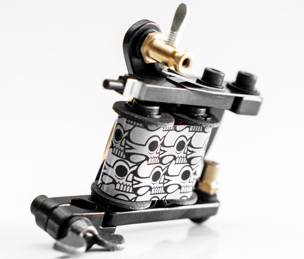 HM Deno Powerful Liner Coil Tattoo Machine — Gold Plated with Red Enamel — Custom Coils