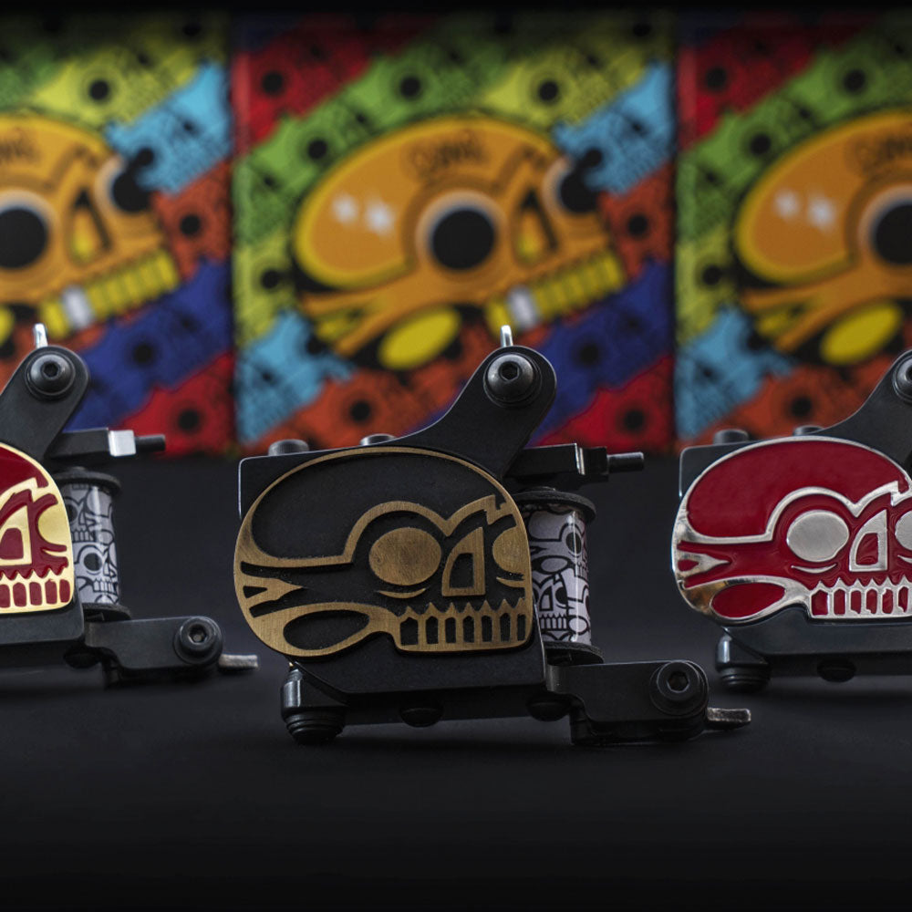All HM Deno Tatttoo Machines with Box in Background