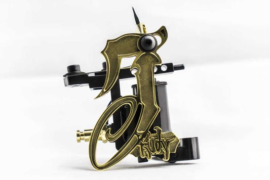 HM Signature Series Jack Rudy Fine Liner Single Coil Tattoo Machine — Black/Brass