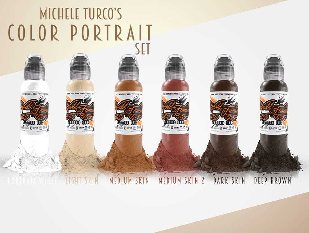 6 Color Michele Turco Portrait Set — World Famous Tattoo Ink — 1oz - Painful Pleasures