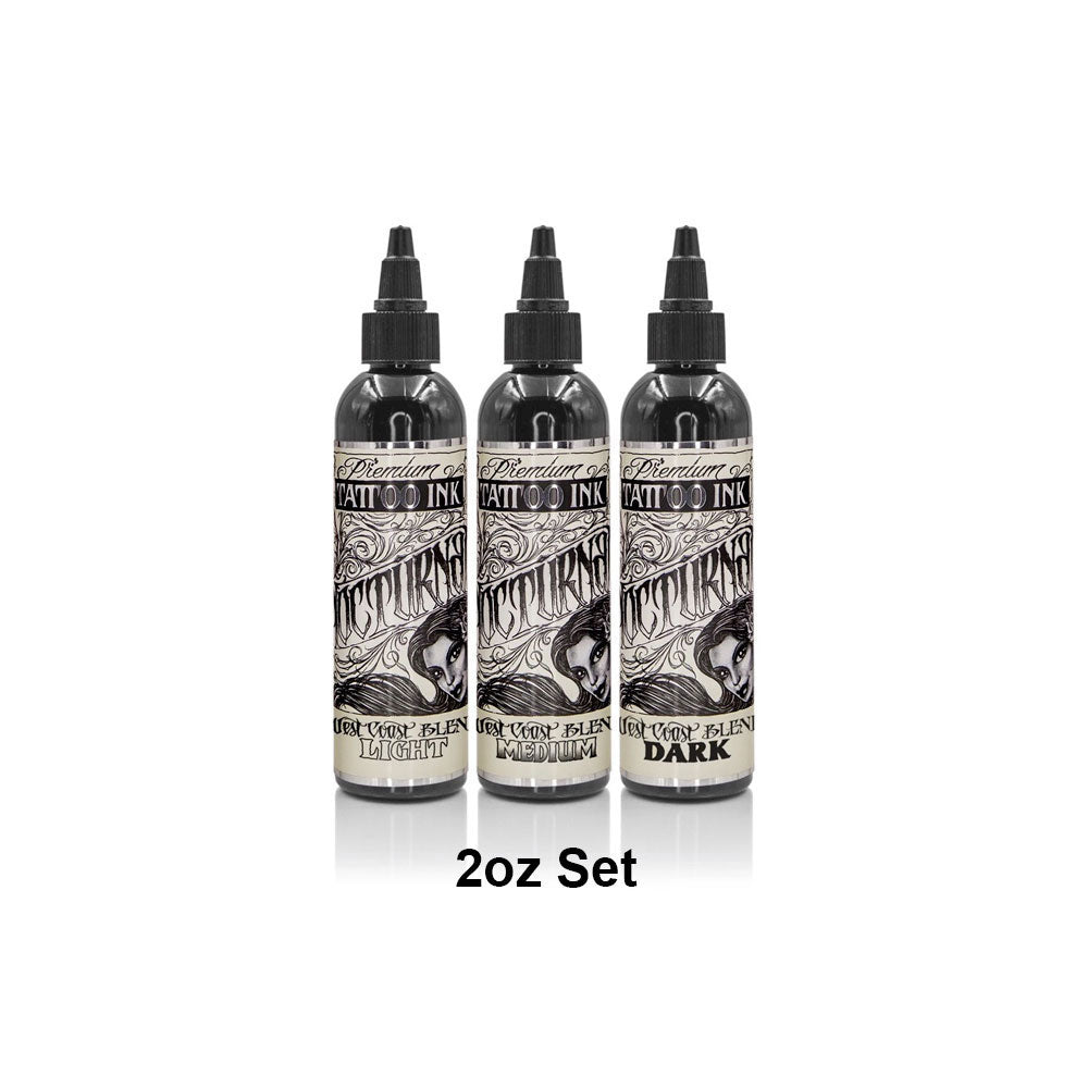 West Coast Blend Grey Wash Set of 3 Bottles — 2oz — Nocturnal Tattoo Ink