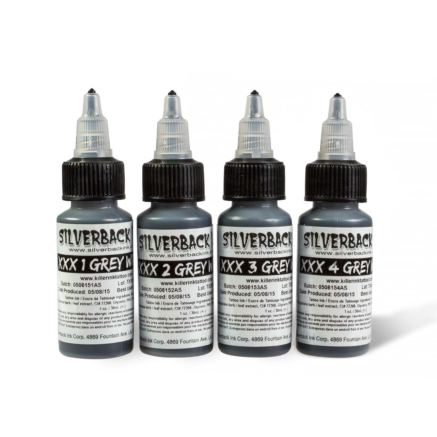 XXX Grey Wash Series – Silverback Ink – 1oz Bottle Set