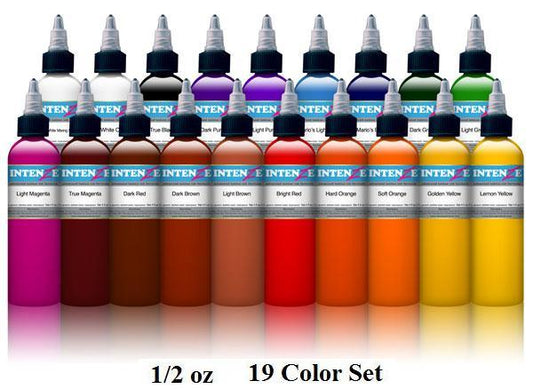 Basic 1/2oz Color Set - Intenze Tattoo Ink - 19 Bottles