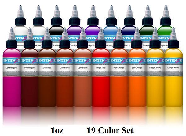 Basic 1oz Color Set - Intenze Tattoo Ink - 19 Bottles