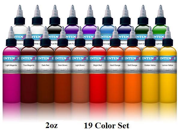 Basic 2oz Color Set - Intenze Tattoo Ink - 19 Bottles
