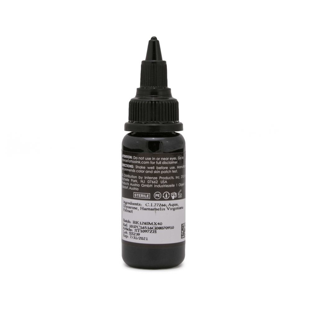 Zuper Black - Intenze Tattoo Ink - 1oz Bottle - Back Label