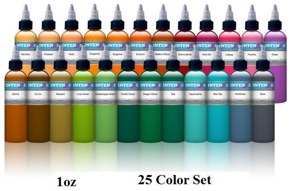 New 1oz Color Set - Intenze Tattoo Ink - 25 Bottles