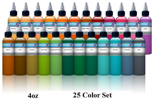 New 4oz Color Set - Intenze Tattoo Ink - 25 Bottles