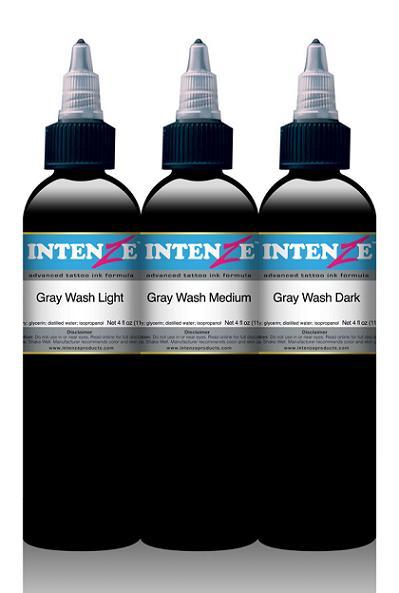Grey Wash 4oz Set - Intenze Tattoo Ink - 3 Bottles