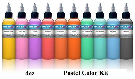 Pastel 4oz Color Set - Intenze Tattoo Ink - 10 Bottles