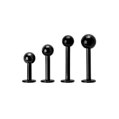 14g Externally Threaded PVD Black Titanium Labret Post w/ Ball — Price Per 1 - Painful Pleasures