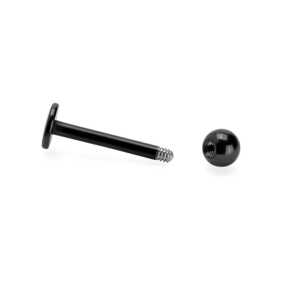 14g Externally Threaded PVD Black Titanium Labret Post w/ Ball — Price Per 1