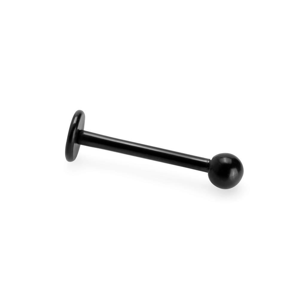 18g Externally Threaded PVD Black Titanium Labret Post w/ Ball — Price Per 1