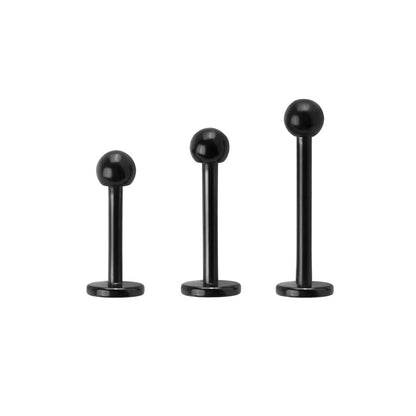 18g Externally Threaded PVD Black Titanium Labret Post w/ Ball — Price Per 1 - Painful Pleasures