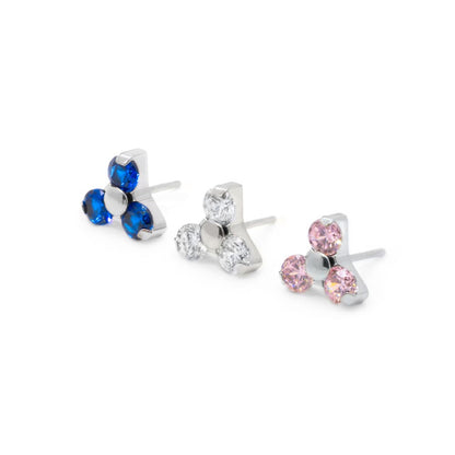 Tilum Titanium Trinity Jeweled Threadless Top — Price Per 1 - Painful Pleasures
