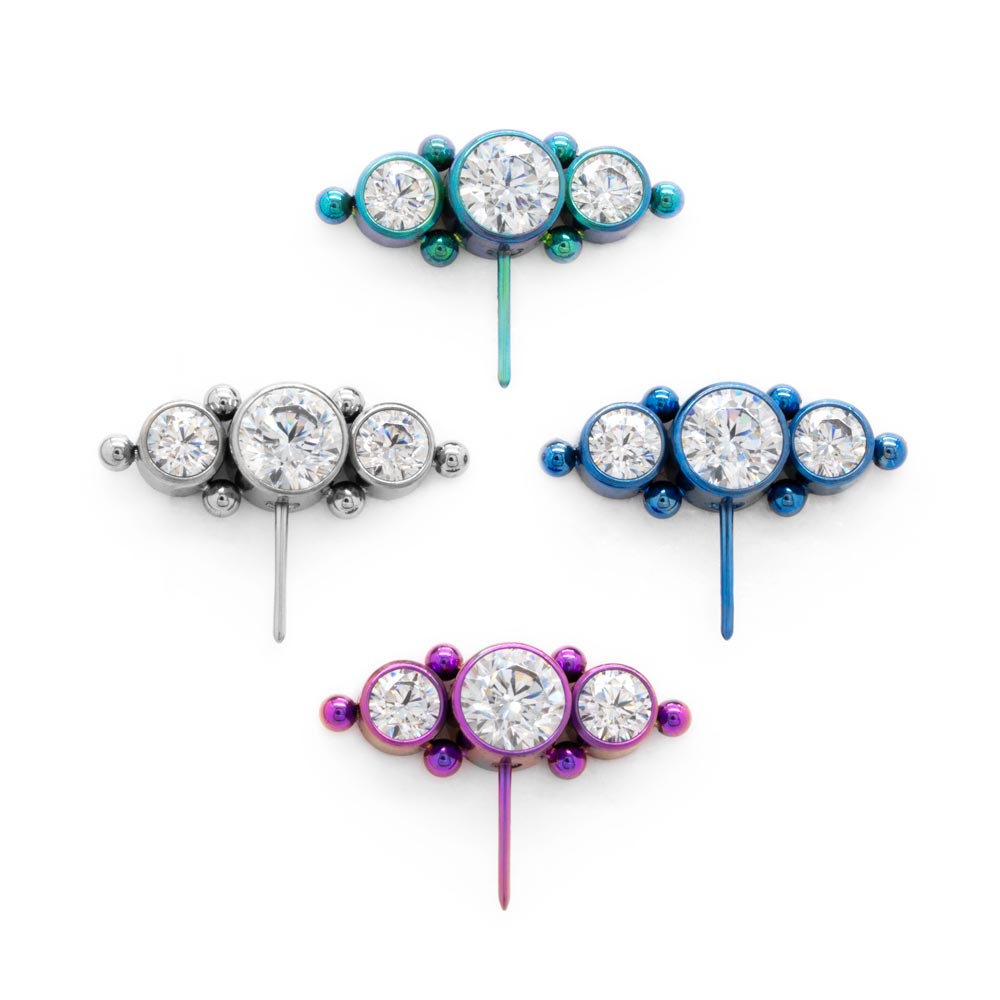 Tilum Titanium Jeweled Triplet Threadless Top - Price Per 1