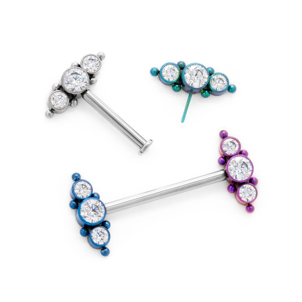 Tilum Titanium Jeweled Triplet Threadless Top - Price Per 1