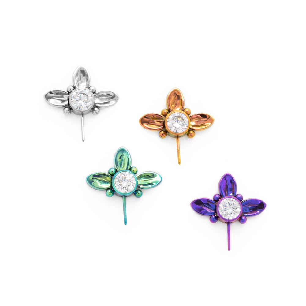 Tilum Titanium Jeweled Gerber Daisy Petals Threadless Top - Price Per 1