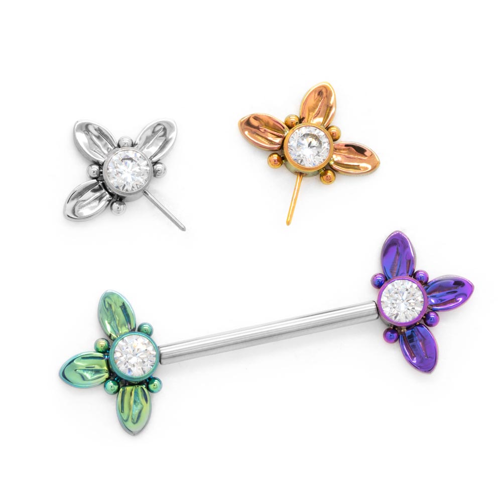 Tilum Titanium Jeweled Gerber Daisy Petals Threadless Top - Price Per 1