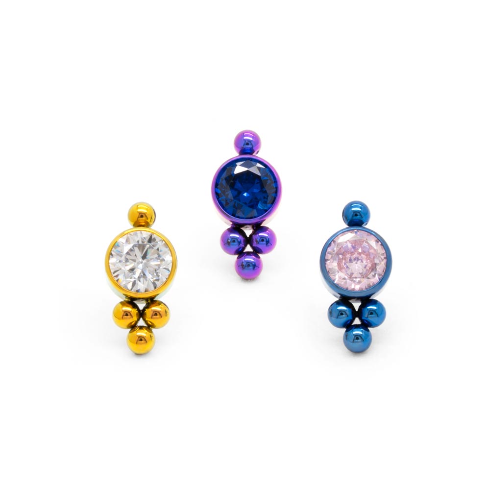 Tilum Titanium Beaded Single Jewel Threadless Top - Price Per 1