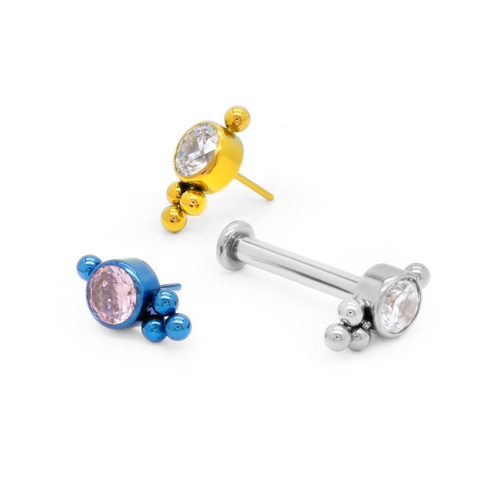 Tilum Titanium Beaded Single Jewel Threadless Top - Price Per 1