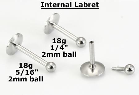 18g Stainless Steel Labret Internally Threaded